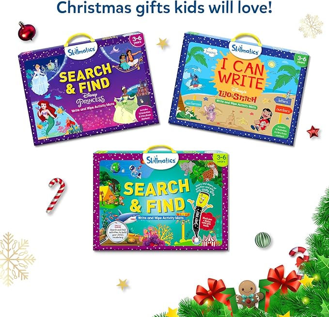 Skillmatics Search and Find Disney Princess Educational Game - Reusable Preschool Learning Activities, Christmas Toys, Art & Crafts, Gifts for Toddlers & Kids of Ages 3, 4, 5, 6
