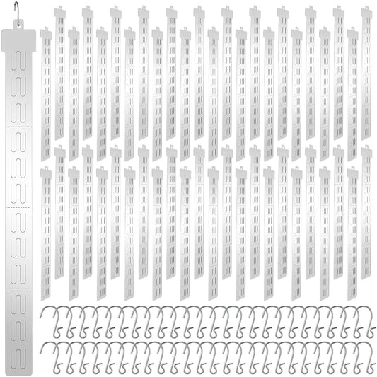 Tigeen 50pcs 12 Station Retail Hanging Merchandise Strips with S Hooks 21.3 Inch Plastic Display Strips with Removable Header Merchandise Display for Grocery Retail Store