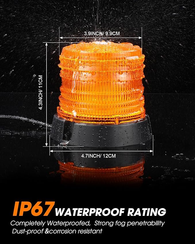 Leelosp 3 Pack 60 LED Amber Beacon Strobe Lights, 12v-24v Amber Warning Safety Flashing Beacon Strobe Light with Magnetic and 16ft Straight Cord for Truck Vehicle Forklift Tractor Golf Carts Utv Car