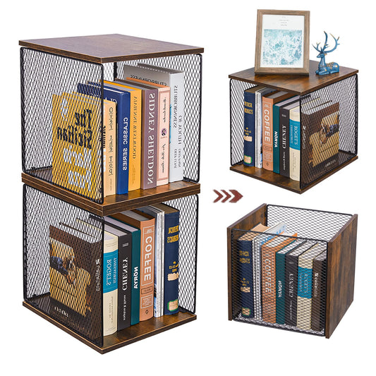 Dmevkic 2 Cube Organizer Bookshelves DIY Variable Stackable Cube Storage Organizer for Kid Bedroom,Living Room,Small Bookshelf Black Brown Wooden,No Vinyl Storage