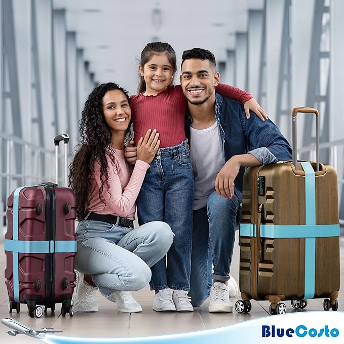 Luggage Straps for Suitcases - TSA Approved - Blue, 20 PK - Bulk Multipack Premium Nylon Belts for Suitcase, Briefcase & Travel Bag - Adjustable Strap Length 46" - 78"