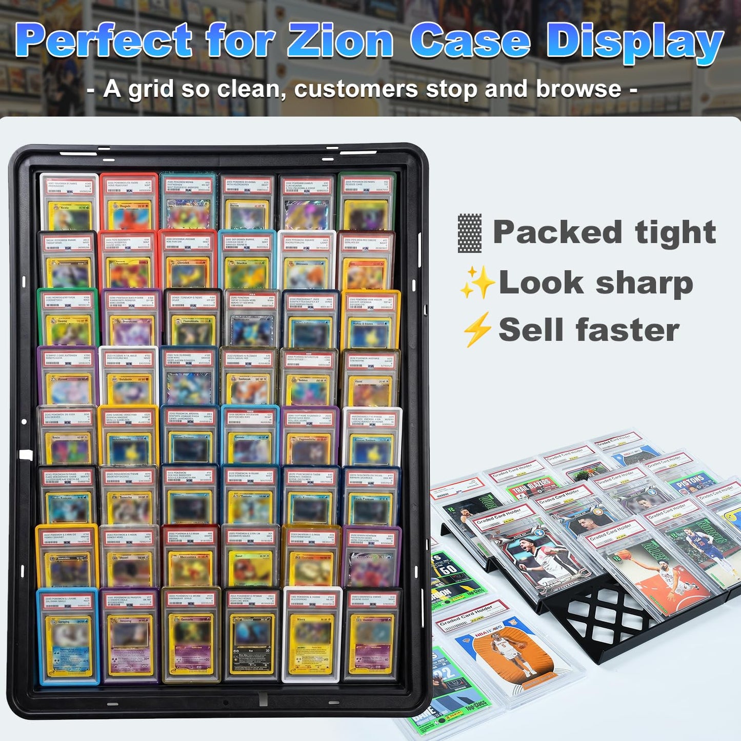 CoJewe 30 Modular Trade Card Risers | Black Acrylic - Perfect for Trade Shows, Display Cases, and Card Vendors - Display Stand for Sports Cards & Trading Card Games