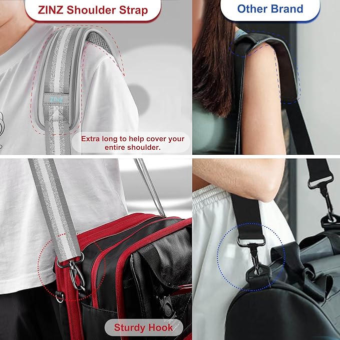 ZINZ 60" Universal Bag Strap with Ultra-Thick Fixed Breathable Pad Adjustable Heavy-Duty Shoulder Strap for Laptop Bag Crossbody Luggage Gym Bag Camera Bag and More -TH01B04