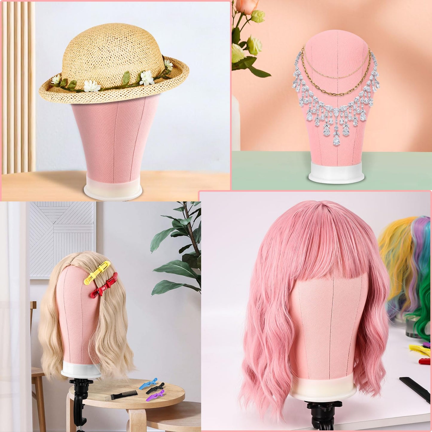 Beauty Star 63 inches Tall Wig Stand Tripod with 22inch Mannequin Head, Canvas Block Wig Head Included Adjustable Holder and Wig Caps Kit for Multiple wigs, Perfect for Making Wigs, Display Styling