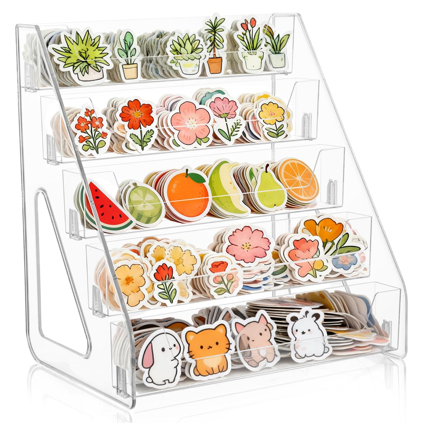 Hlimior 5-Tier Sticker Display Stand for Vendors, Pocket Acrylic Display Stands & Card Stand, Portable Organizer for Trade Shows, Retail Stores, Small Business Supplier Events