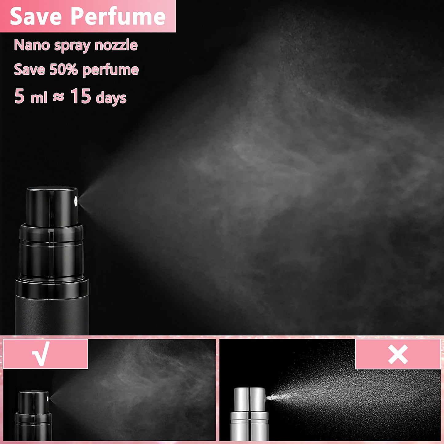 Boxicok 3Pcs 5ml Travel Perfume Atomizer Refillable, Mini Cologne Spray Bottle Empty, Perfume Spray Bottle, Fragrances Atomizer, Cologne Atomiser (Black & Black & Black)