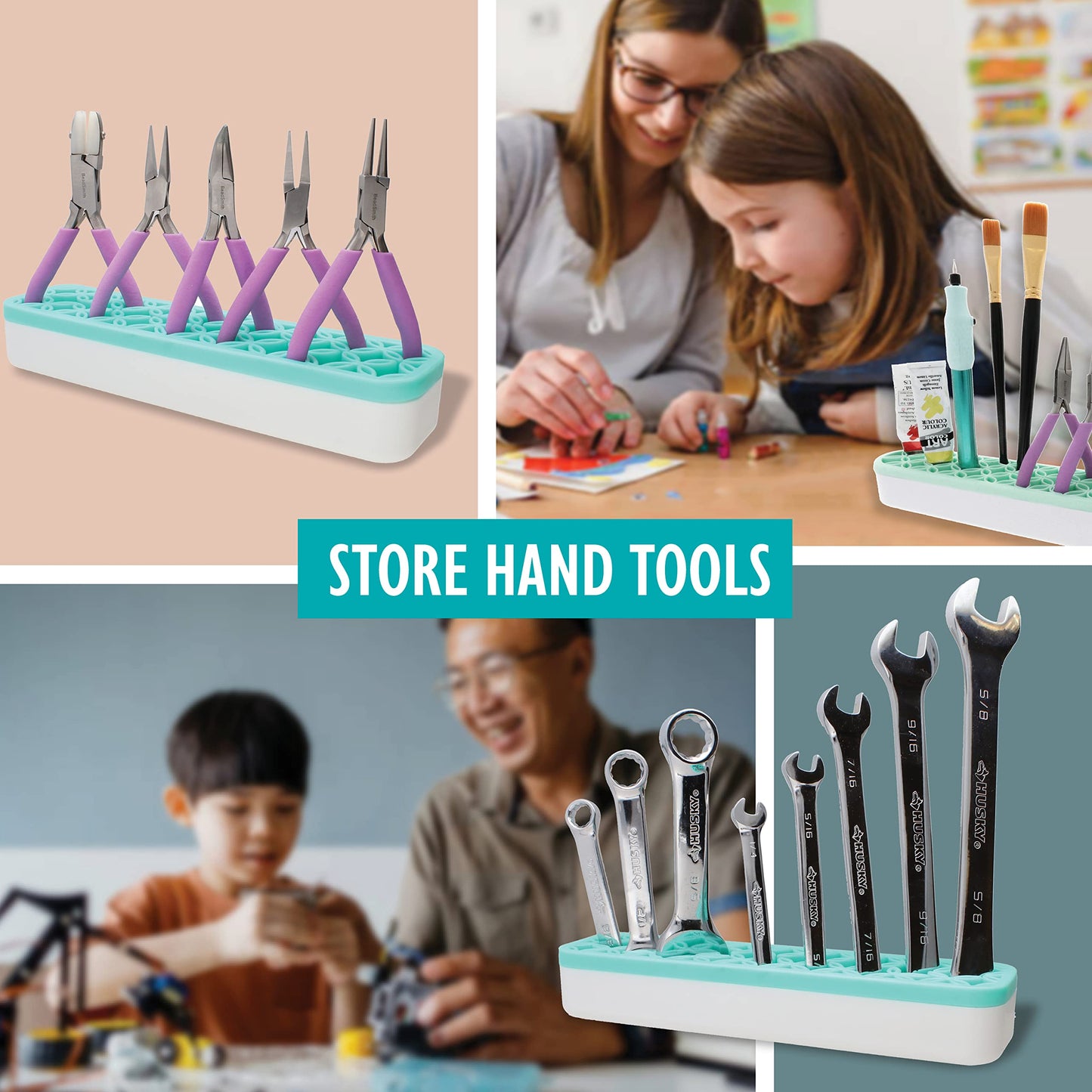 The Beadsmith Keeper Crafter Silicone Holder – Flexible Dividers Accommodate Makeup & Beauty Supplies, Sewing, Art & Paint Brushes, Jewelry Making Tools, Desk/Office Storage