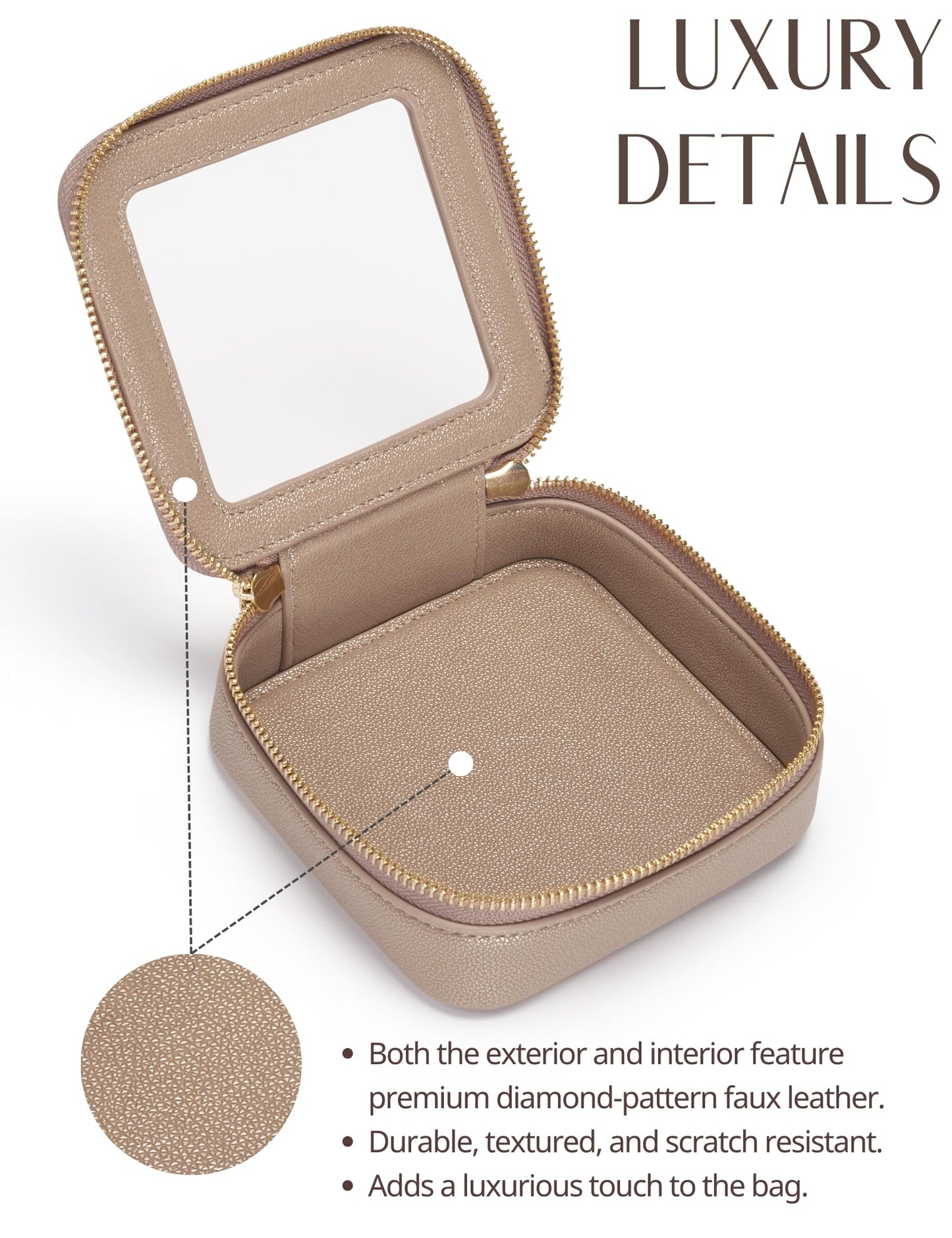 Popvibe Small Makeup Pouch Clear Makeup Bag for Purse Travel Mini Bag for Women for Essentials Cute Cosmetic Case Traveling Small Toiletry Bag Portable Mini Pouch for Car Organizer Bag Gold