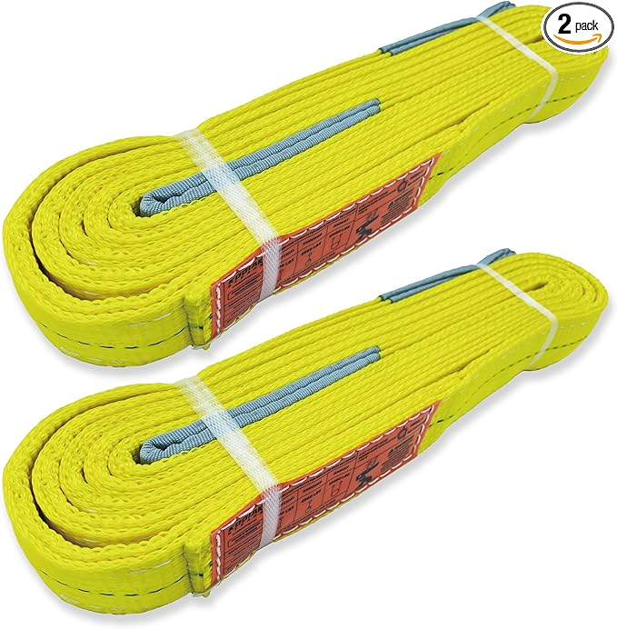 2-Ply Lifting Straps 2”x 10 ft Webbing Sling Tree Saver 2Pack Heavy Duty Web Strap Rigging Moving Towing Hoisting Gear KODIAK STRAPS
