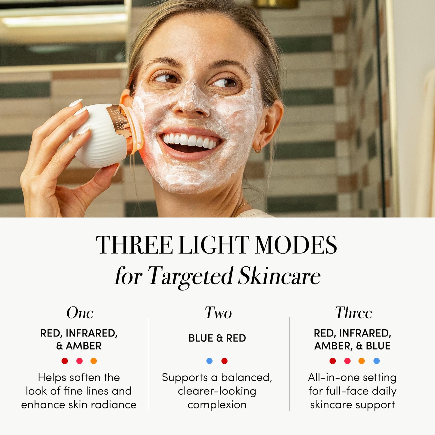 Revive Light Therapy Lux Collection Soniqué Mini, Rechargeable Sonic Face Cleanser Brush with Medical-Grade Blue & Red Light Therapy for Face &Wrinkle Care, Water-Resistant