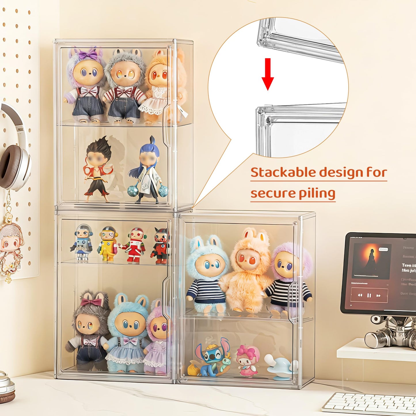 Acrylic Wall Mount Display Case for Collectibles Figures, 2 Tier