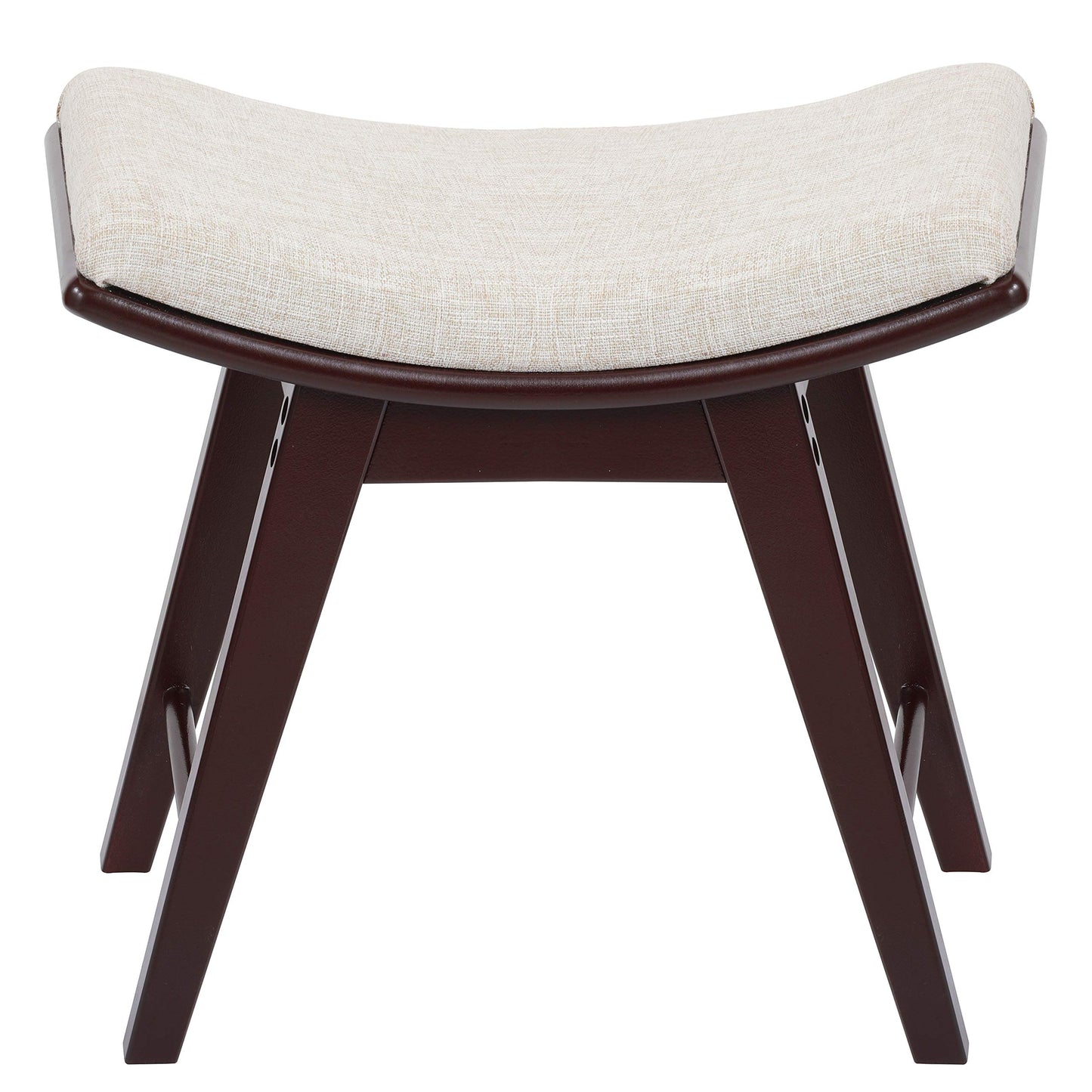 URFORESTIC Oak Wood Vanity Stool, Modern Makeup Dressing Stool with Concave Seat Surface,Capacity 300lb, Easy Assembly (Brown)