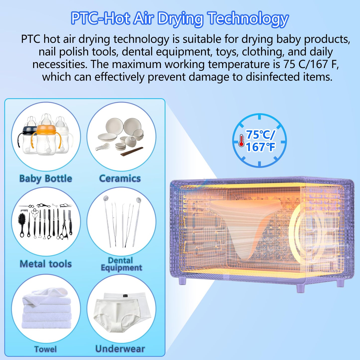 JOSBES Sterilizer Tools, 16.2L Drying and 3-in-1 Disinfection Tools 150W Sterilizer with Timer Disinfection Cabinet Suitable for Mother-Child Products, Towels, Hair Salons, Nail Studios (White)