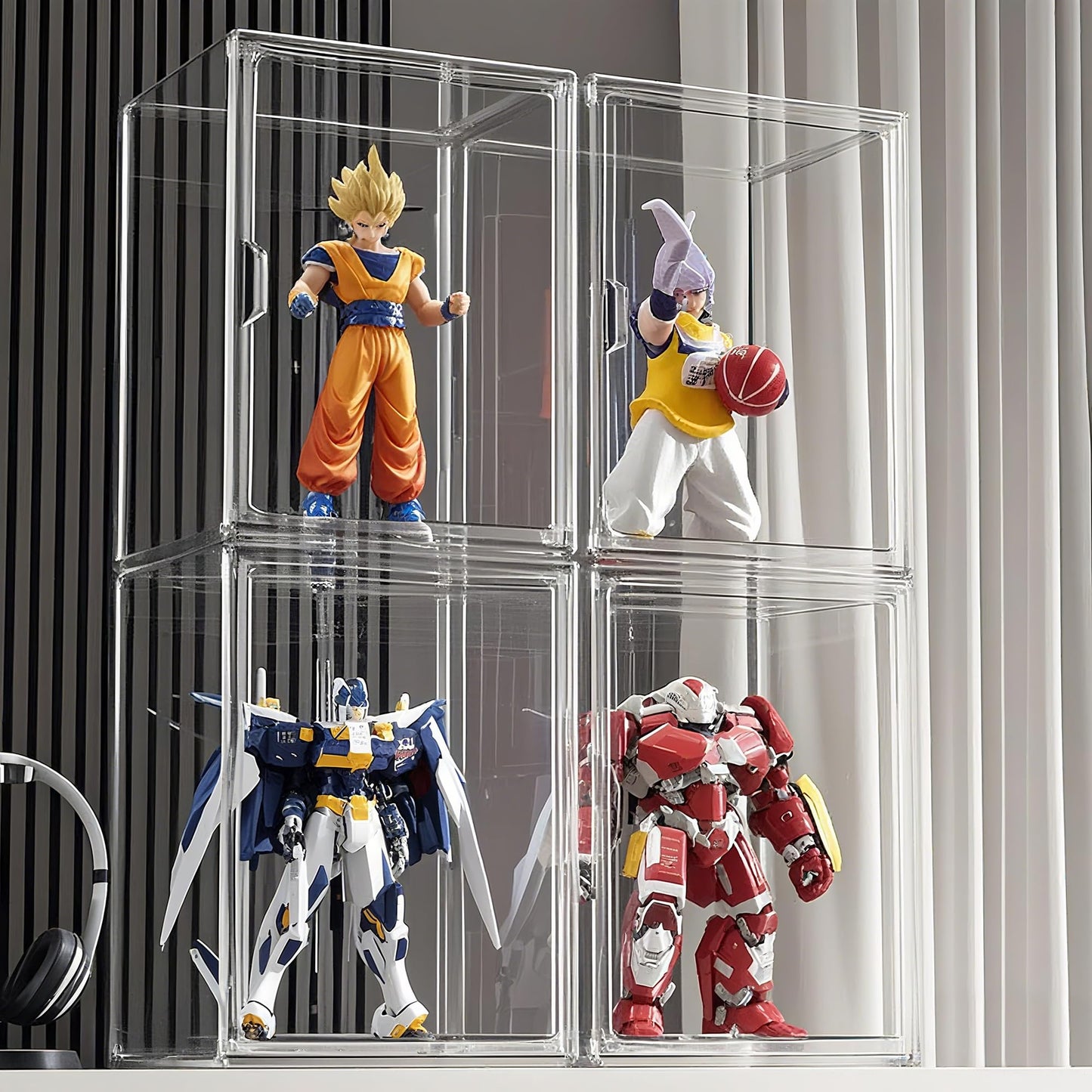 Seaniss Clear Acrylic Display Case with Magnetic Lid-Dustproof Plastic Book Storage box,Clear Box,Purse Storage Organizer,Action Figure Display Case,Acrylic Sneaker Shoe Box(2 Pack)