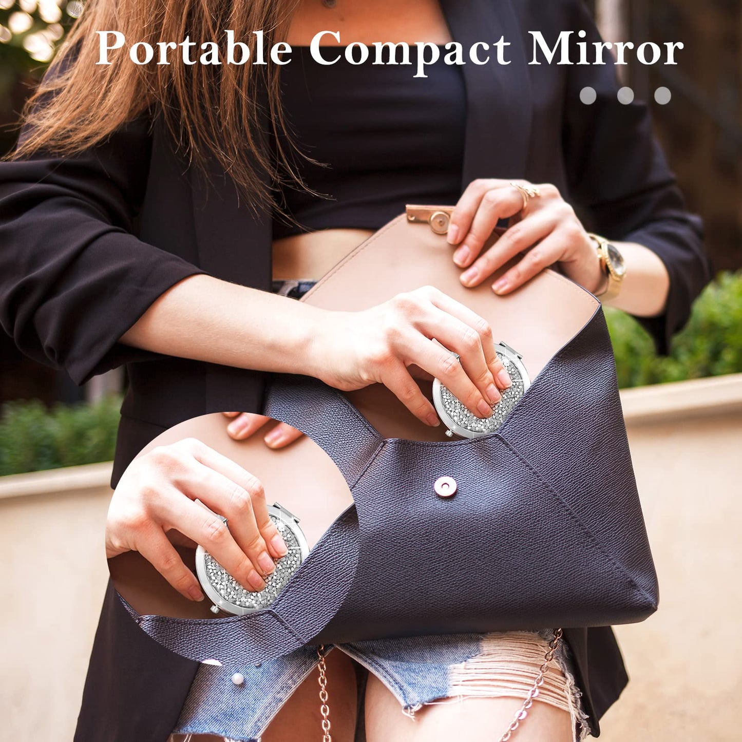 Yulejo 6 Pieces Compact Mirror Bulk Mini Pocket Mirror for Purse Makeup Small Portable Magnifying Cosmetic for Travel Pocket 2.75 Inch Round Folding Gift for Women Mom Bridesmaid Appreciation Wedding