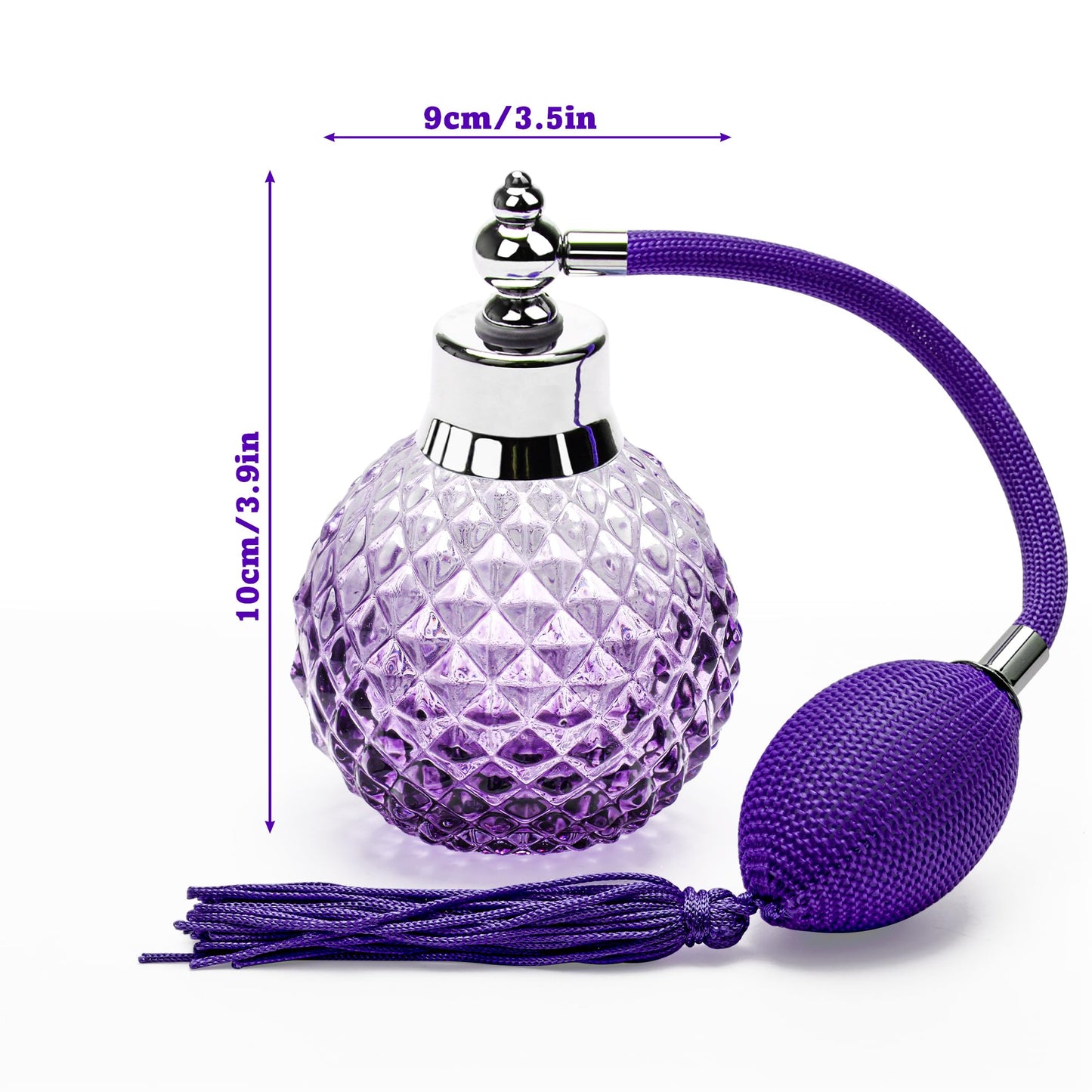 Coolrunner 100ml Perfume Bottle Vintage Atomizer Spray Bottle Crystal Art Vintage Style Refillable Perfume Atomizer Long Spray Bottle (Purple)