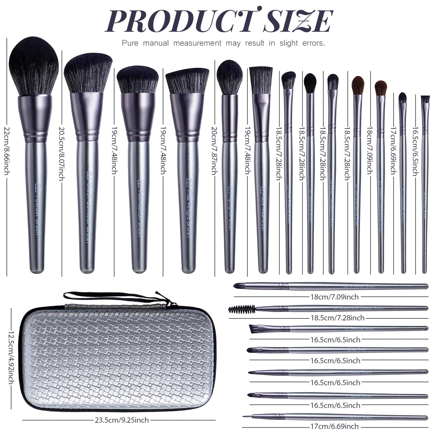 BS-MALL Makeup Brushes Set for Women 20 Pcs EVA Travel Case, Professional Makeup Brush Kit for Foundation, Concealer, Blush, Powder & Eyeshadow, Soft Synthetic Brushes for Beginners, Beauty Lovers