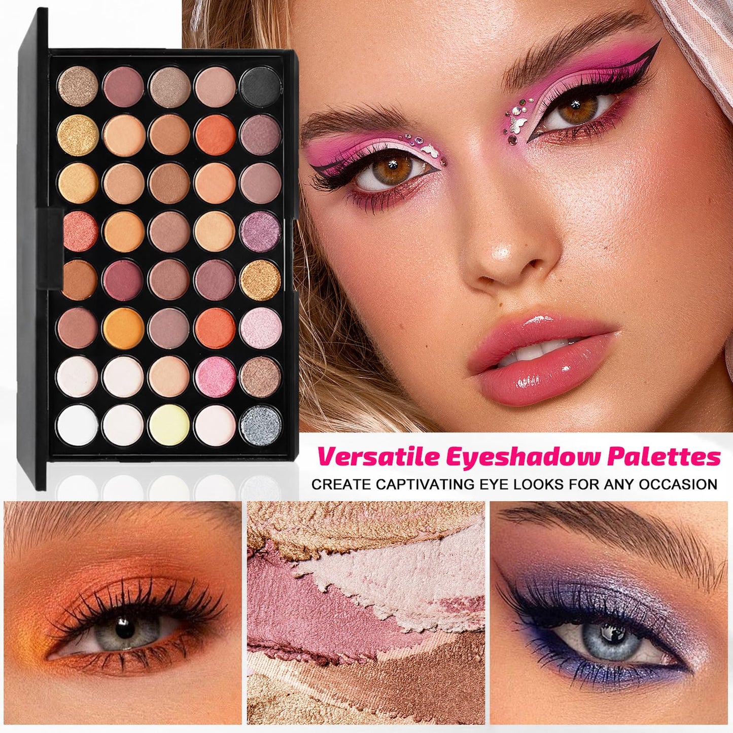 All in One Makeup Kit for Women Full Kit, Make Up Gift Set for Women Teen Girls, Makeup Essential Bundle with Eyeshadow Palette Foundation Blush Lipgloss Eyeliner Mascara Eyebrow Pencil Cosmetic Bag