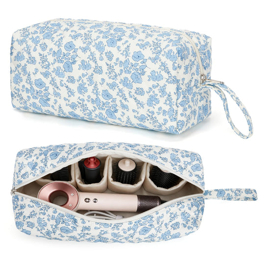 ANKICK Travel Hair Tool Bag Compatible with Dyson Airwrap Carrying Case, Floral Portable Hair Dryer Bag Organizer