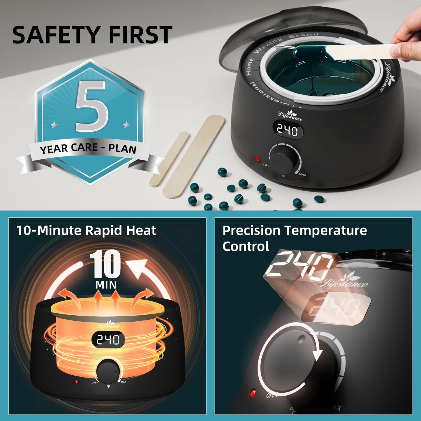 Lifestance Waxing Kit for Women & Men - L2 Digital Wax Pot Warmer