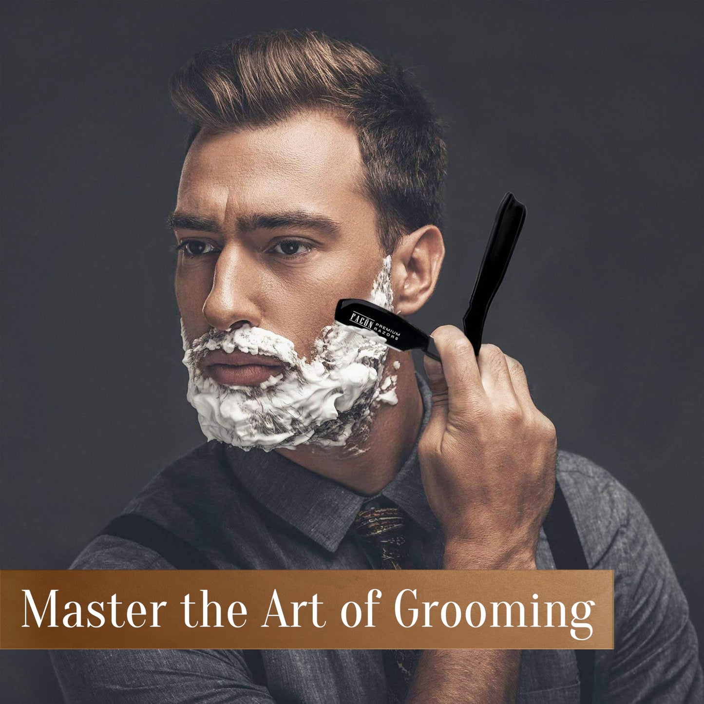 Facón Straight Razors for Men - Professional Barber Straight Edge Razor Kit with 100 Blades,Japanese Stainless Steel Barbero Shaver for a Smooth & Precise Shave, Premium Barber Razor for Men's Shaving