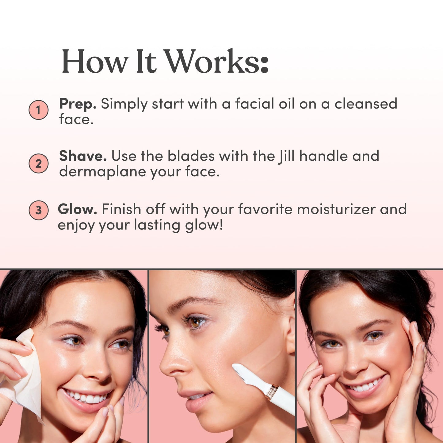 Jill Dermaplane Razor Refills for Women – 8 Single-Use Face Razor Blades for Facial Hair Removal & Exfoliation – Fits Jill Original Dermaplaner Only (Not Compatible with Pro Kit)