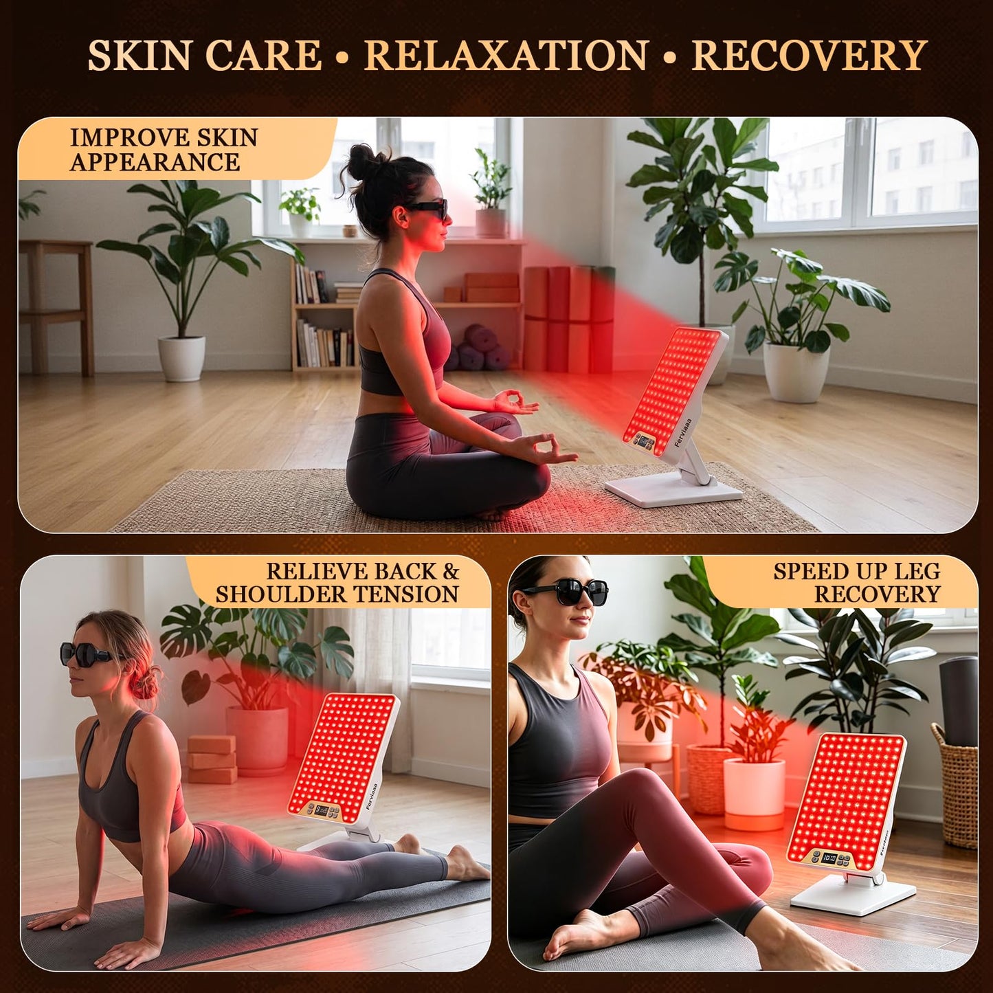 Rechargeable Red Light Therapy Panel with 4 Wavelengths 630/660/810/850nm, 138 LEDs High Power for Face & Body, Near Infrared Light Therapy Lamp with Adjustable Stand & Timer