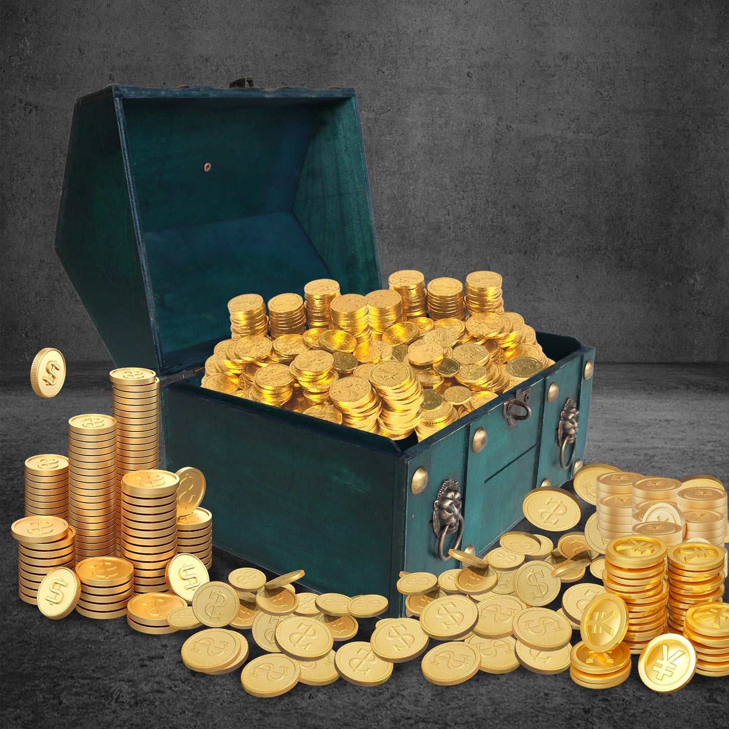 HonyQiShuo Decorative Wood Treasure Chest Box with Small Metal Lock