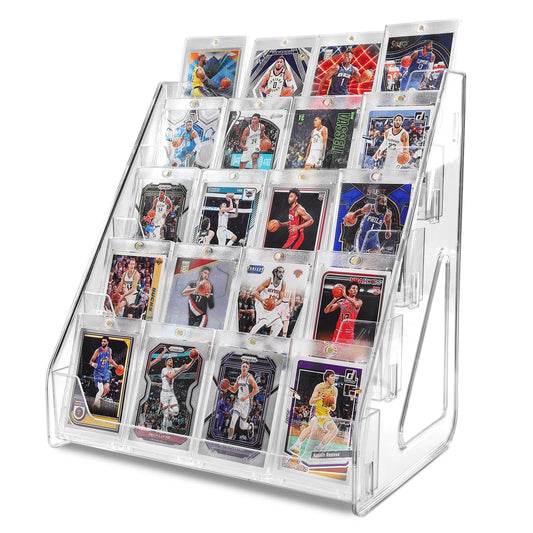 TrendTrust Trading Card Display Stand, Vertical Holder for Baseball Basketball Sports Graded Card Display Stand Tabletop for PSA BGS SGC Slabs, Snap-On Assembly(5 Tier, 1 Pack)