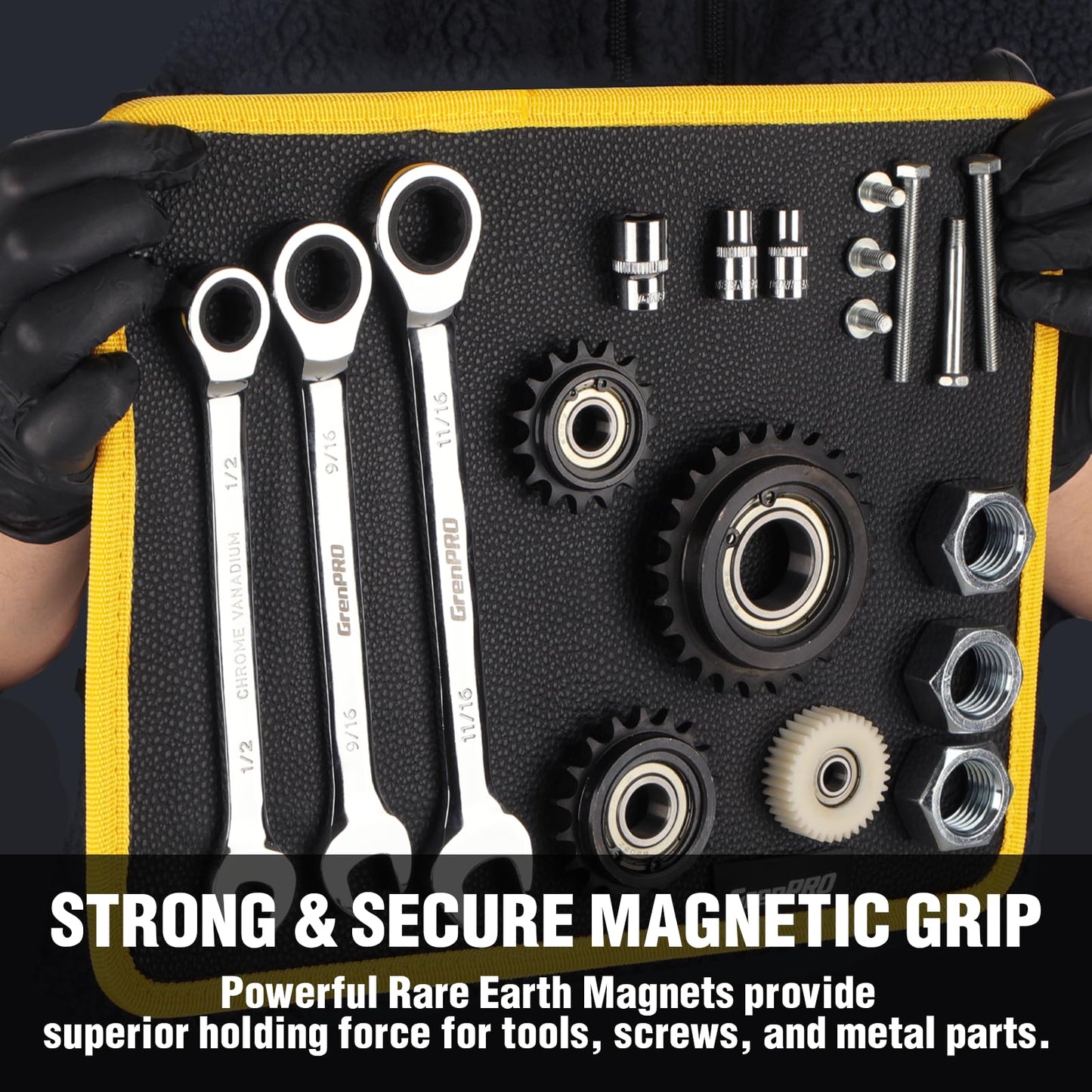 GRENPRO Magnetic Tool Mat 2-Pack, Non-Slip Magnetic Tool Organizer & Telescoping, Heavy-Duty Tool Pad for Mechanics, Garage, Workshop & Auto Repair