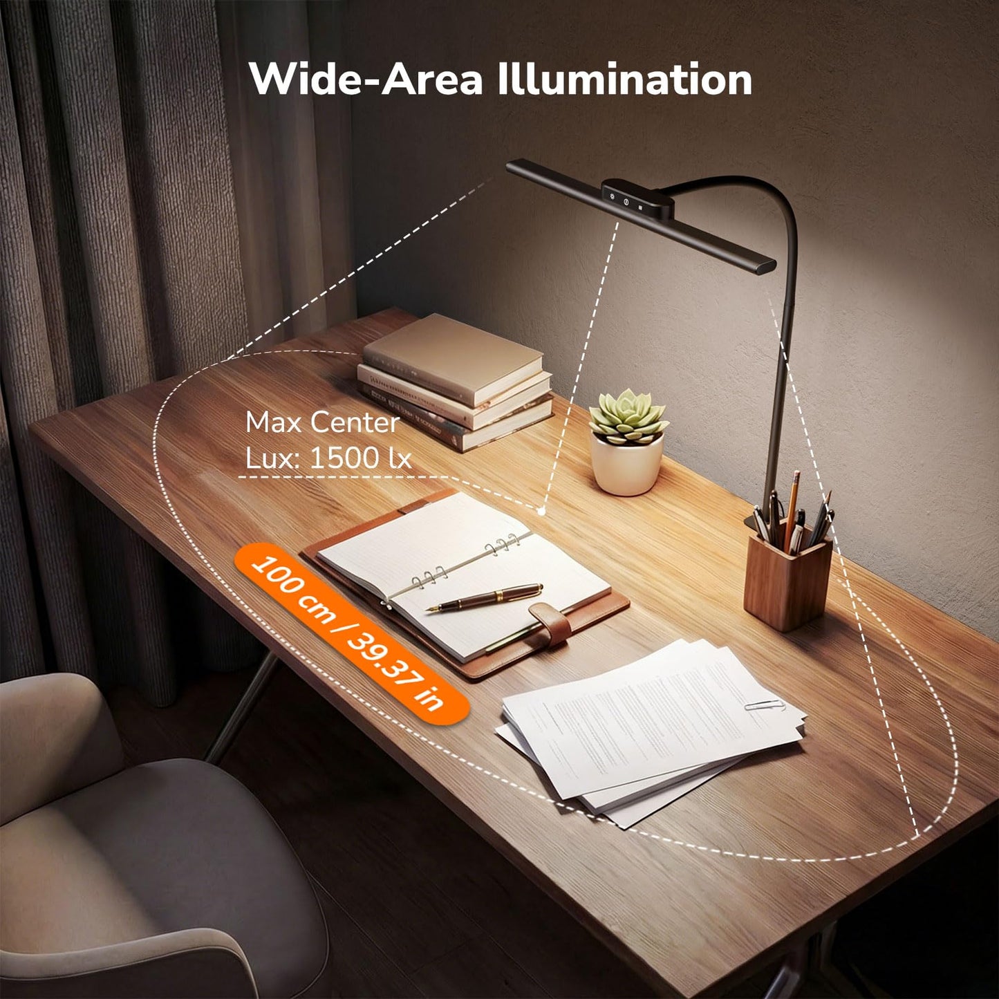 Lepro Led Desk Lamp for Home Office, Metal Architect Lamp with Clamp, 11W 650LM Eye-Caring Task Light, 25 Lighting Modes, Flexible Gooseneck for Monitor, Workbench, Drafting, Crafts, Reading, Black