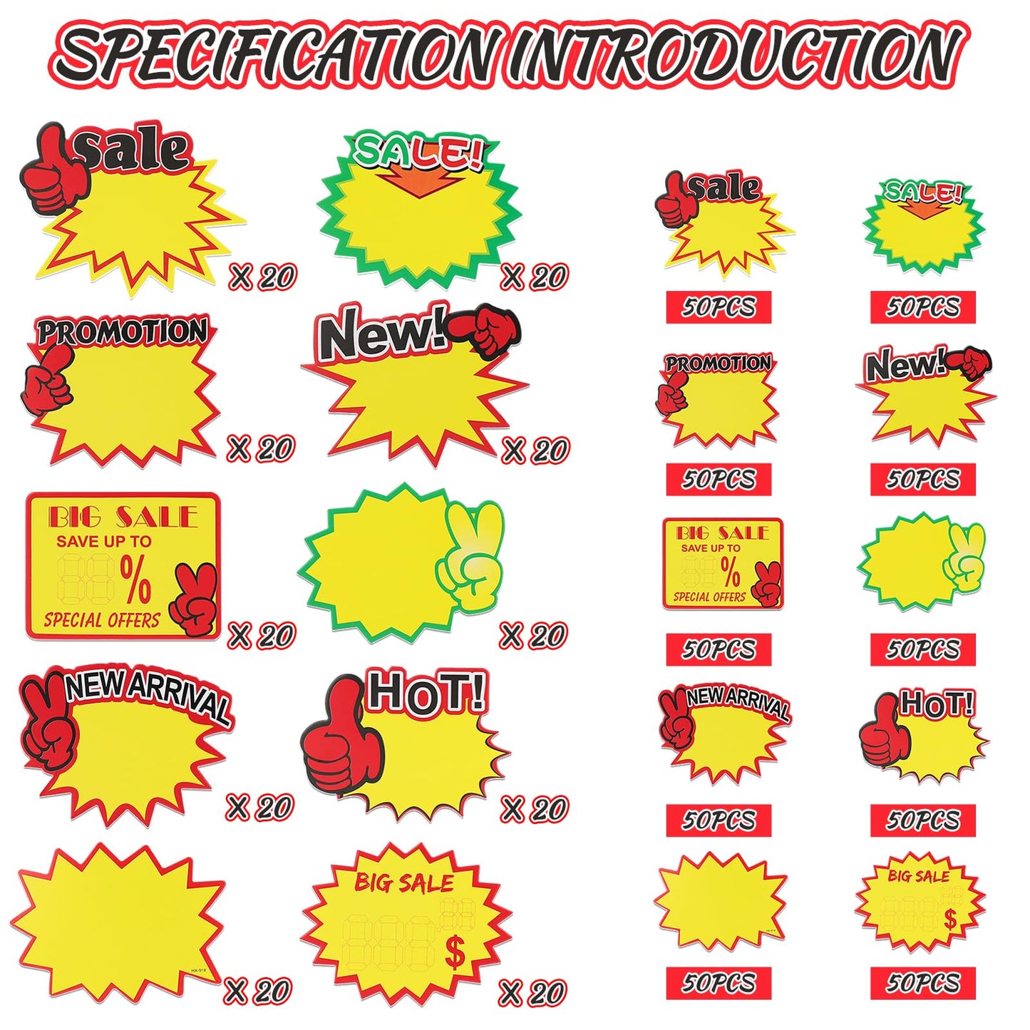 Starburst Sign for Retail Store Large 200pcs yellow