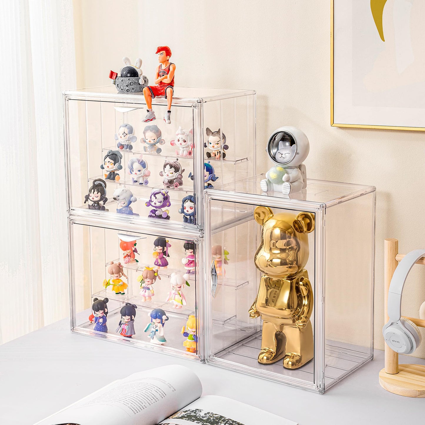 Attelite Acrylic Display Case for Collectibles 3-Tier Adjustable 2Pack