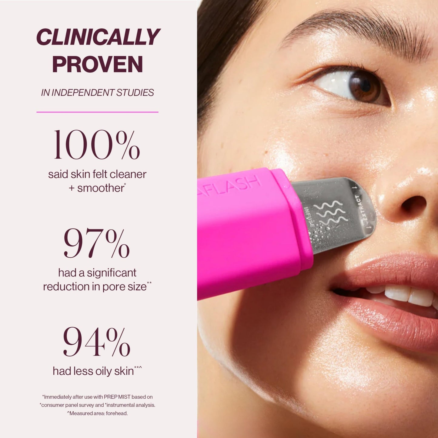 DERMAFLASH DERMAPORE+ Skin Care Device, Ultrasonic 2-in-1 Pore Extractor and Skincare Infuser, Pop Pink