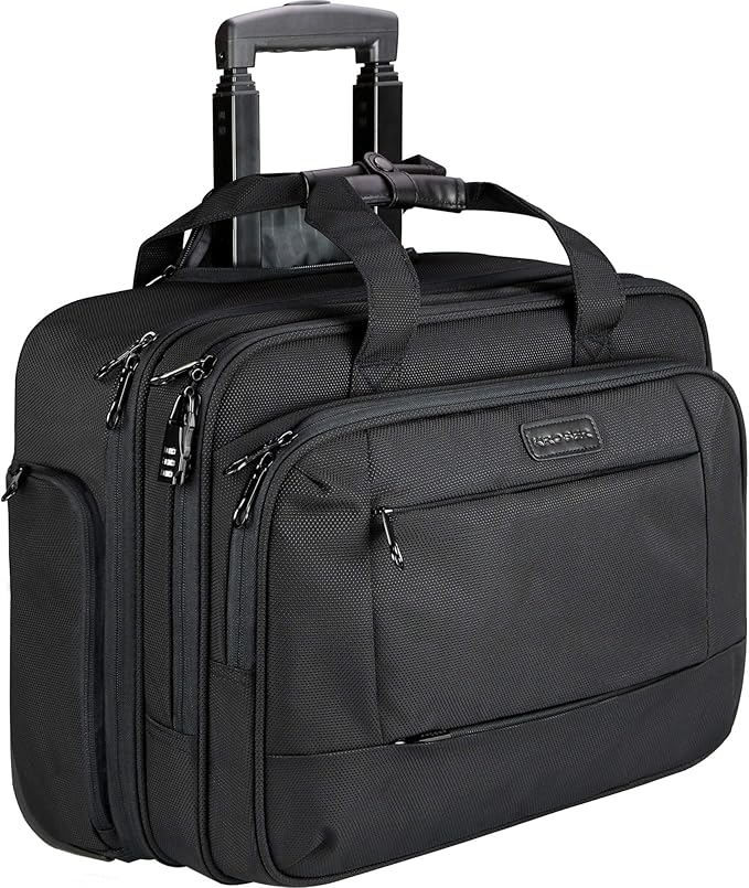 KROSER Rolling Laptop Bag for Men Women, Rolling Laptop Wheeled Briefcase for Business Fits Up to 17.3 Inch Laptop, Water-Repellent Wheeled Computer Bag Roller Case with RFID Pockets for Travel