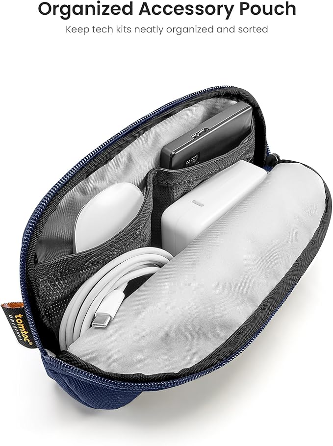 tomtoc Recycled Portable Storage Pouch Bag Case Accessories Organizer Compatible with MacBook Laptop Charger, Mouse, Cables and Hard Drive, Also for Smart Phone Accessories and Personal Items