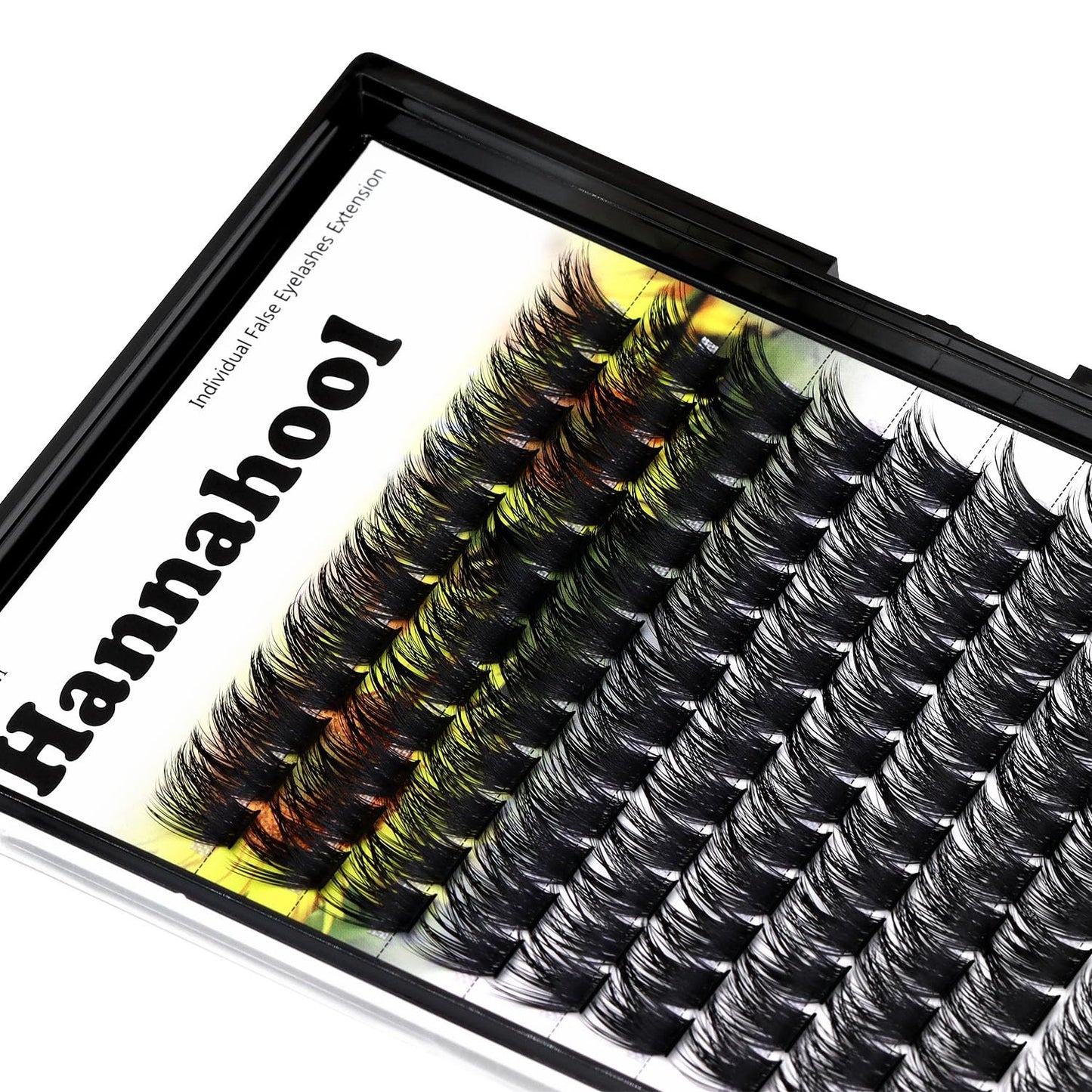Hannahool Large Pack Wide Stem Cluster Eyelashes D Curl 10-20mm Available Handmade D Curl Wide Stem Individual False Eyelashes 5D Volume DIY Eye Lashes Extensions Beauty Tools (12mm)