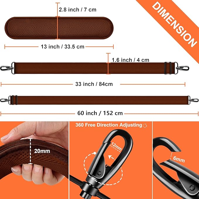 ZINZ 60 Inch Shoulder Strap with Removable Ultra-Thick Pad, Adjustable Buckles Shoulder Crossbody Strap for Luggage Bag