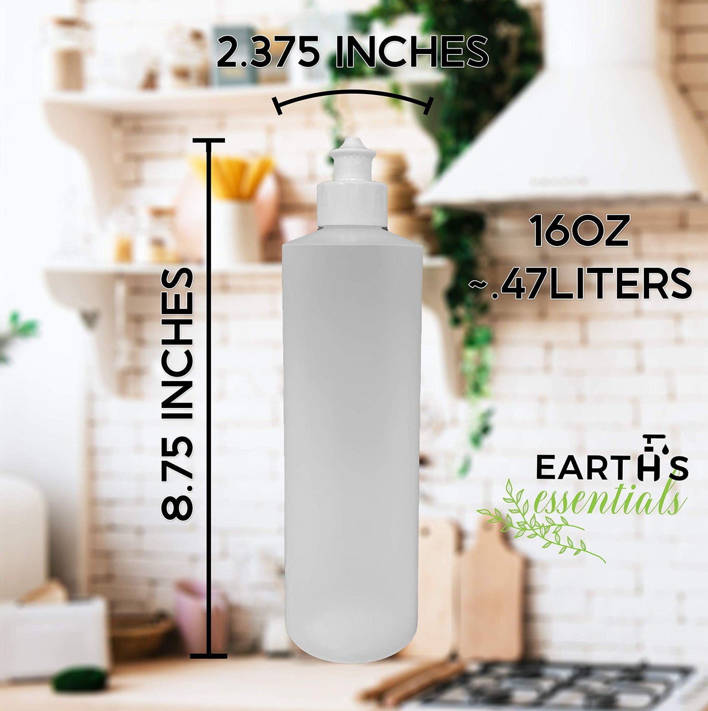 2 Pack Refillable 16 Ounce HDPE Squeeze Bottles With Push/Pull Button Top Dispenser Caps-Great For Lotions, Shampoos, Conditioners and Massage Oils-Includes our patented thread-on funnel