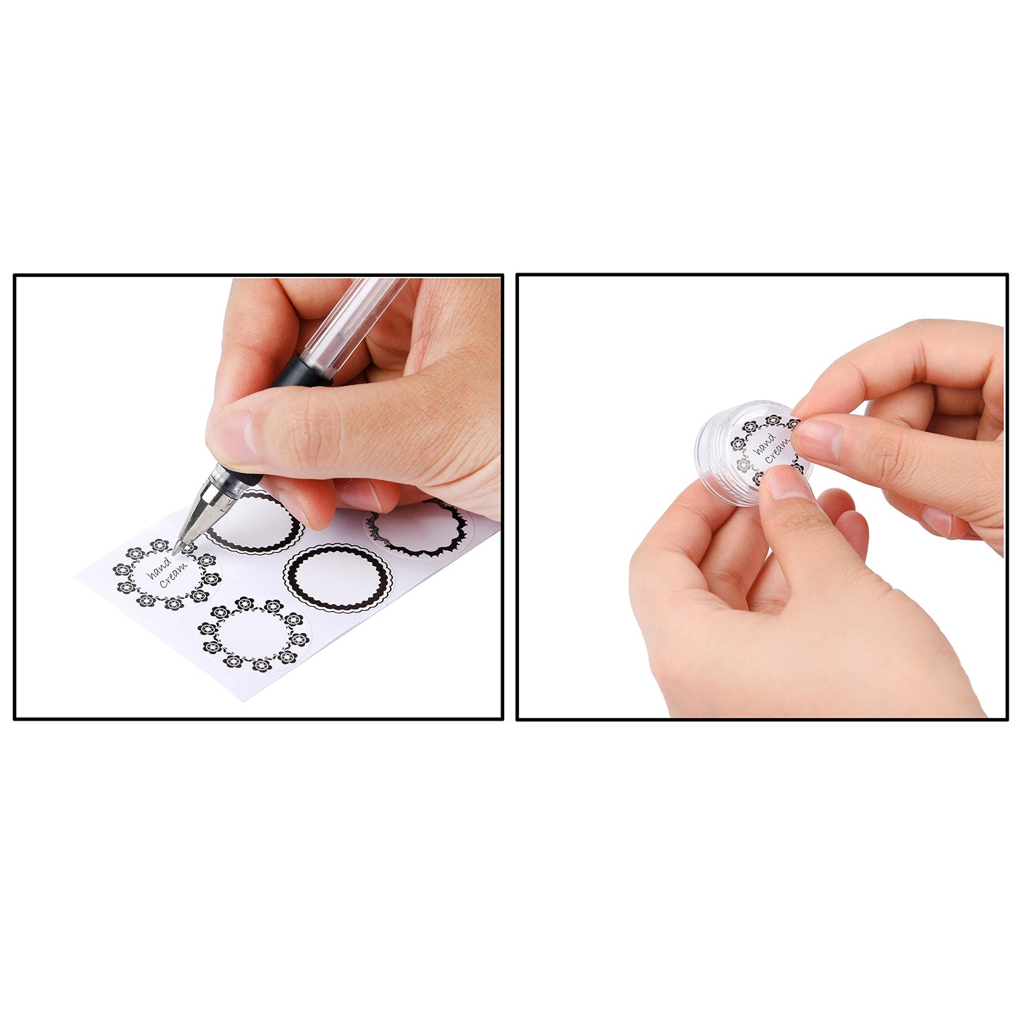 Kare & Kind 48 packs DIY Natural Empty Lip Balm Container pot jars, Cosmetic Containers, with Clear Screw Cap Lids, 5 GRAM, Including lip balm stickers (48 Jars + 96 Ashesive labels, Transparent)