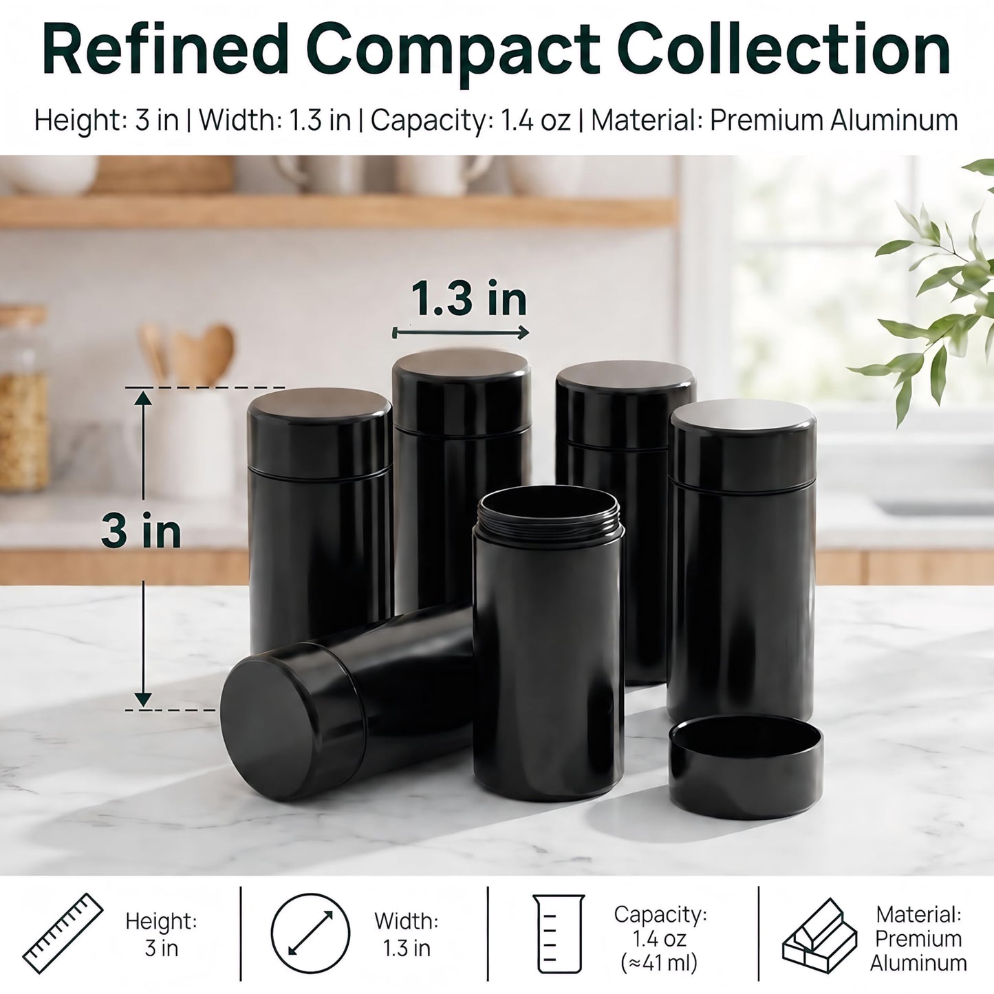 Dicunoy 6 Pack Small Storage Jars, 1.4 oz Mini Bottles Containers with Lids, Portable Metal Waterproof Canisters, Tea Preserve Tins for Spices, Traveling