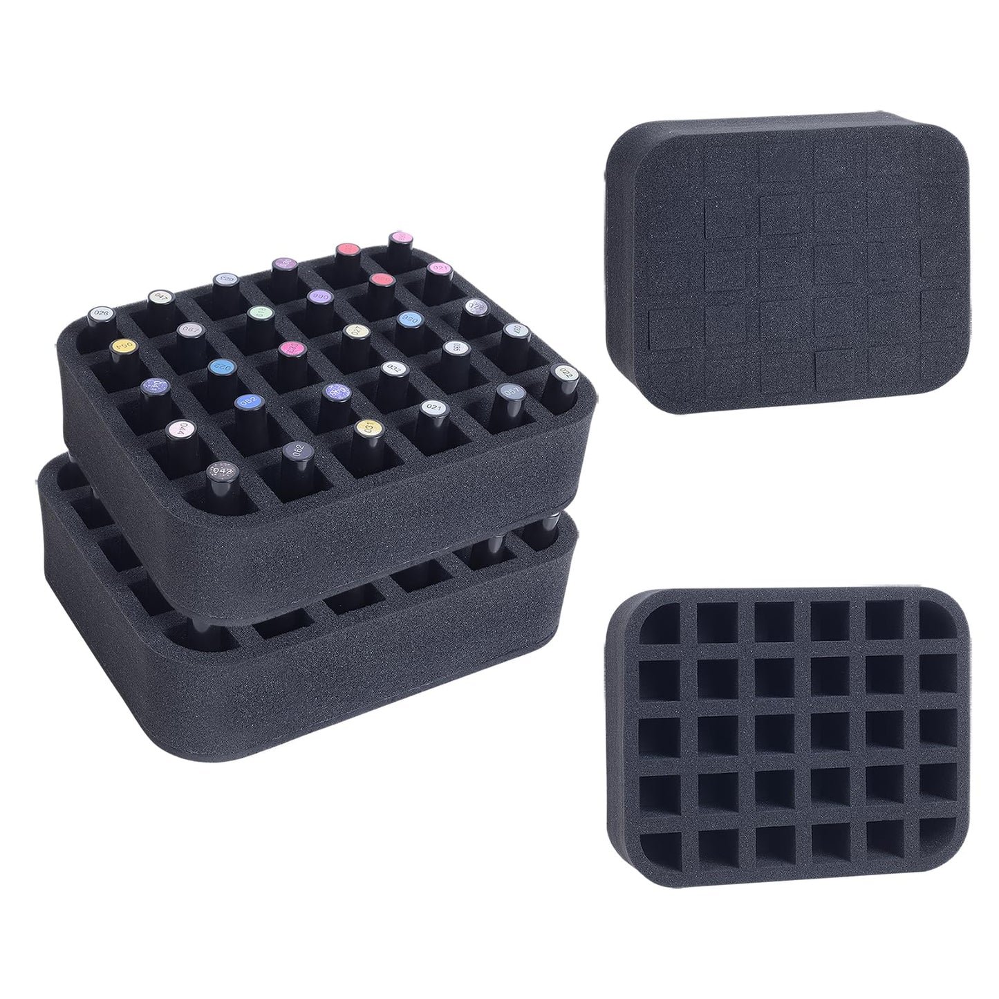 YAHOURWAT 2 Pack Nail Polish Organizer Holder Foam Pad with Slots for Storage 60 Bottles (15ml/0.5fl.oz) Nail Polish or Essential Oil Tray for Drawers Black