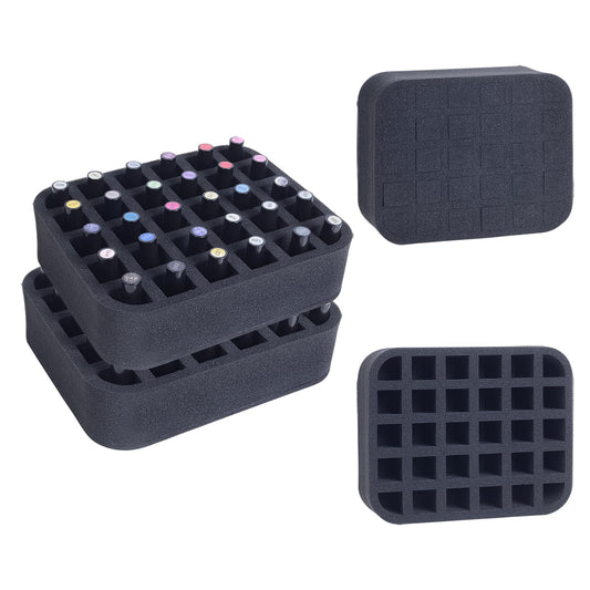 YAHOURWAT 2 Pack Nail Polish Organizer Holder Foam Pad with Slots for Storage 60 Bottles (15ml/0.5fl.oz) Nail Polish or Essential Oil Tray for Drawers Black
