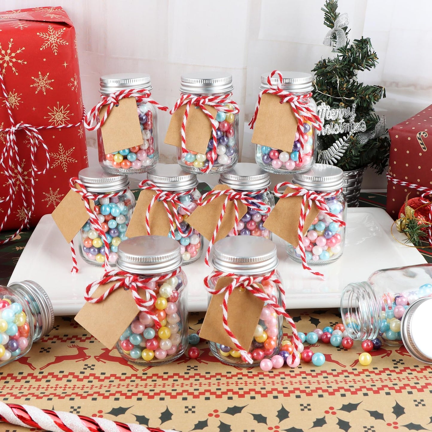 12 Pack 2 oz Mason Jars with Silver Lids, Mini Glass Jar for Ginger Shots, Small Juice Shot Bottles with Caps, Container for Wellness Beverage Storage Candle Gifts Honey Jam Spices Party Favors