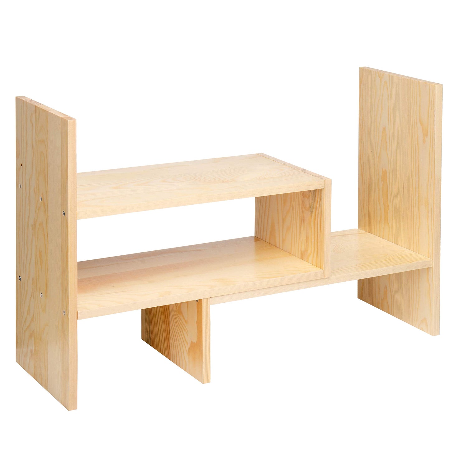 VERGOODR Desktop Organizer Office Storage Rack Adjustable Natural Wood Display Book Shelf Stand Rack Wood Caddy Desk Organizer Set Office Storage Expandable Tabletop