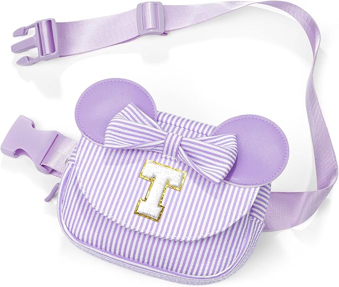 Initial Belt Bag, Small Crossbody Bags for Girls, Gifts for Teen Girls Kids, Girl Friend Bridesmaid Birthday Gift for Kids Daughter Sister Teen Girl Gifts Trendy Stuff Fanny Pack Purple T