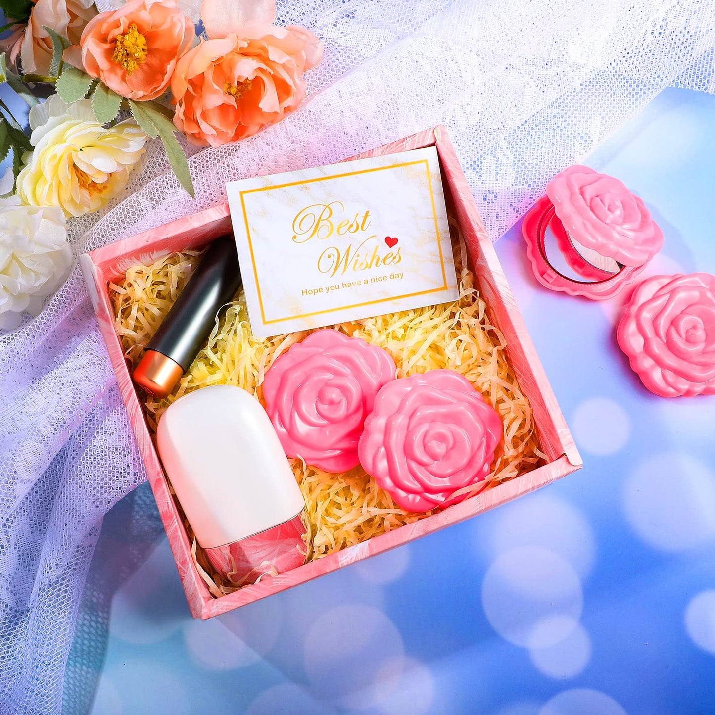 Yulejo 20 Pack Rose Compact Mirror Bulk Pink Plastic Mini Travel Makeup Mirror Hand Bridesmaids Gift for Women Girls Wedding Party