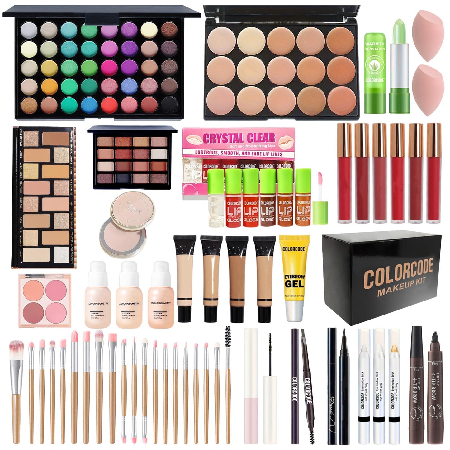 Makeup Set for Teens, All in One Makeup Kit for Women Full Kit with Eyeshadow Palettes Face Concealer Foundation Lip Stain Blush Eyebrow Pen Makeup Brushes, Beginner Friendly Make Up Sets (CK02)
