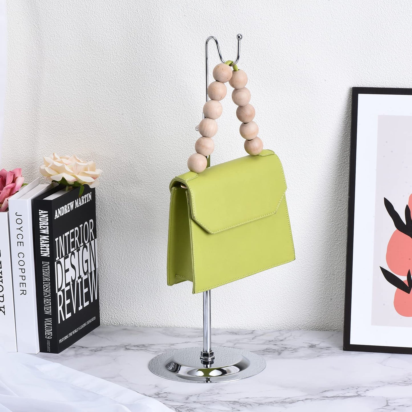 uxcell Purse Display Stand Adjustable Tabletop Single Hook Handbag Rack Stainless Steel Bag Holder for Retail Boutique Store - Silver