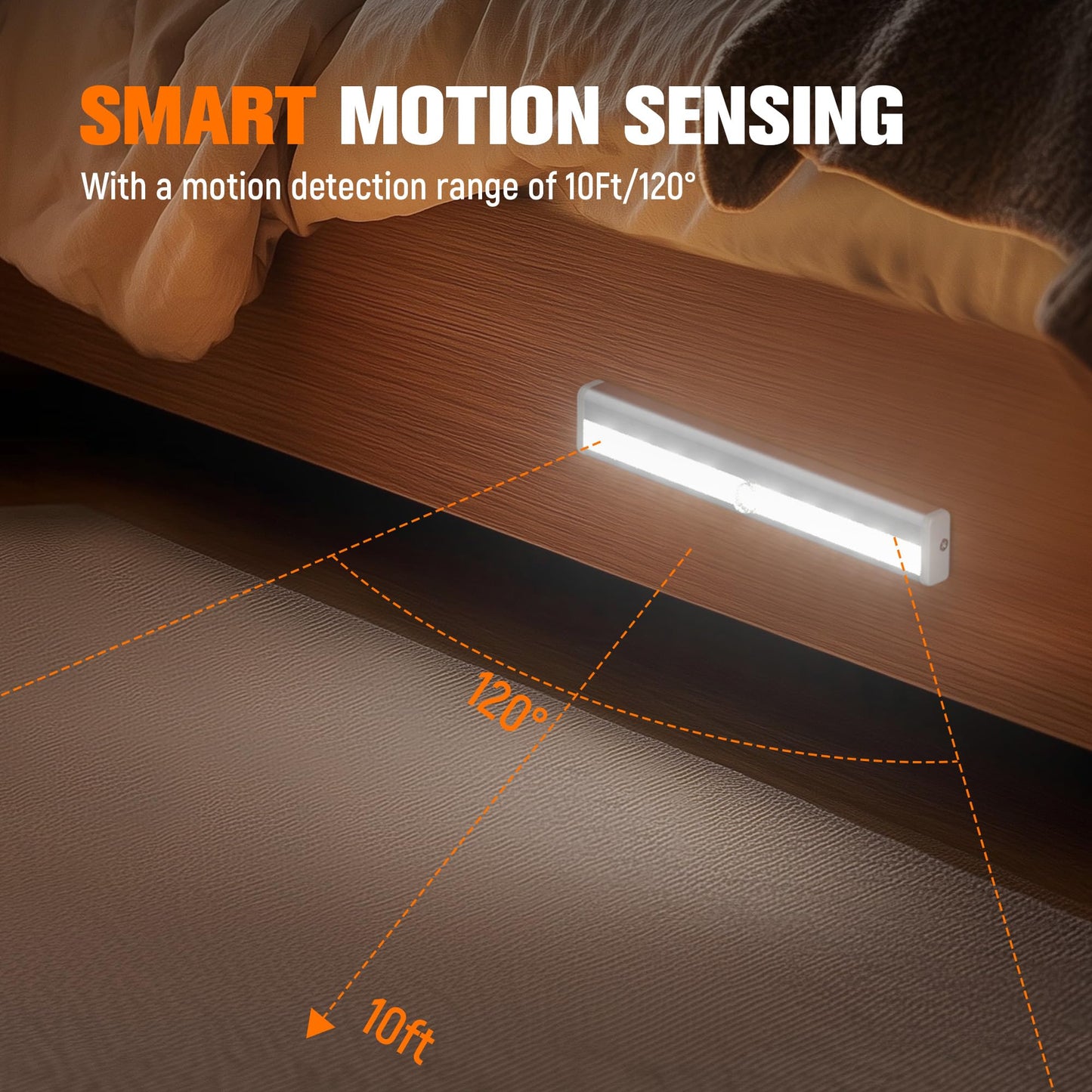 Molrebe Motion Sensor LED Lights, 6 Pack Battery Operated 10 LED Motion Closet Light, Stick-On Anywhere Magnetic Night Light Bar for Closet Under Cabinet Kitchen Hallway Stairway Vanity Wardrobe